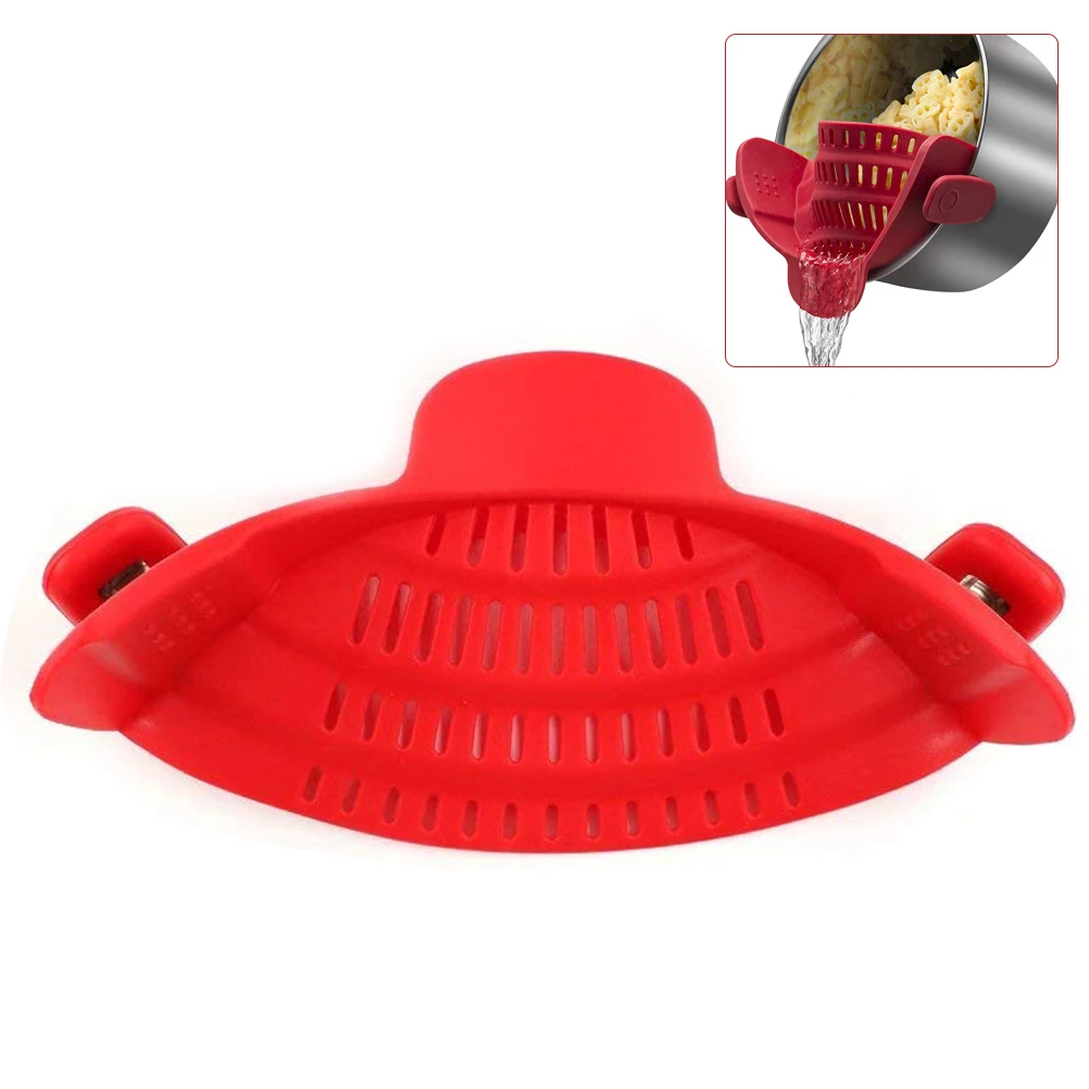 Silicone Food Strainer Clipkitchen Accessories Strainer Clip Colander For Noodles Food Container - Цвет: Red