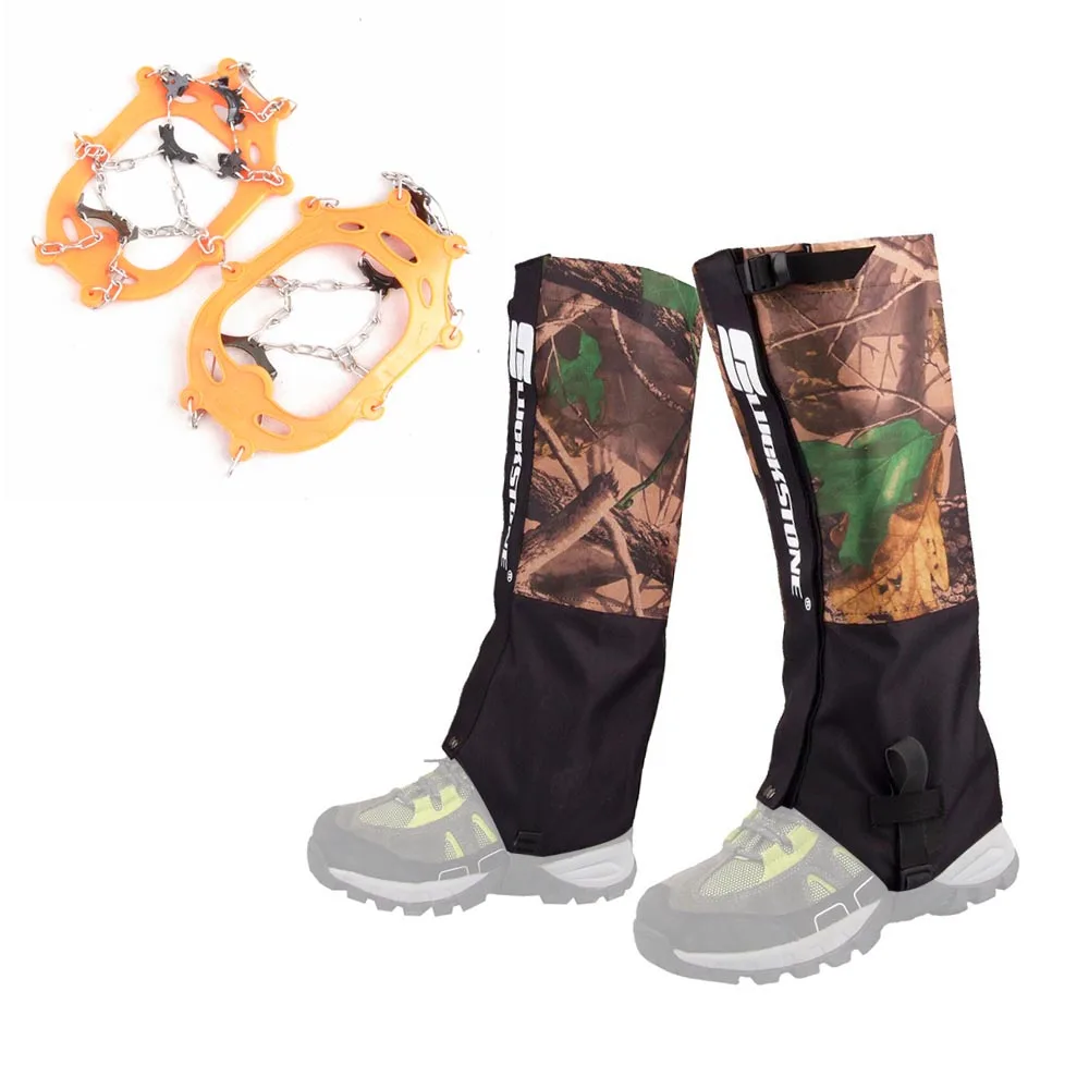 

Lixada Outdoor Adult Kids Leg Gaiters Ice Cleats Kits Snow Grips Breathable Windproof Boot Gaiters Guard Cover