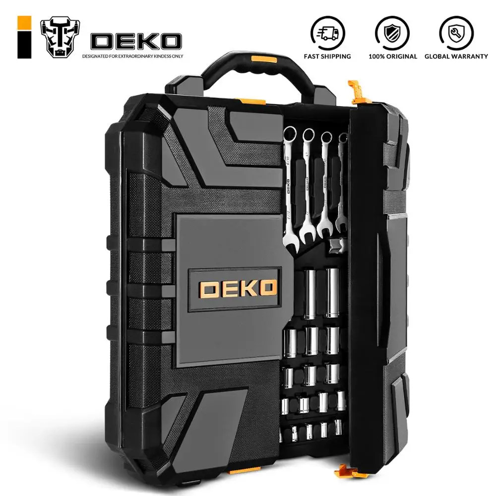 DEKO 192 Pcs Professional Car Repair Tool Set Auto Ratchet Spanner  Screwdriver Socket Mechanics Tools Kit W/ Blow-Molding Box