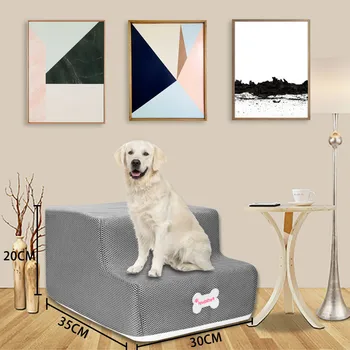 

New 2 Steps Mesh Pet Non-slip Bottom Stairs And Ladder Cover Combination For Small Dogs Old Dog Cats Cushion Mat Gray 19Dec25