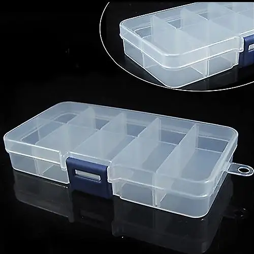 

10 Grid Jewelry Storage Box Pill Bead Holder Organizer Case Box 10 Compartment for Nail Art Tips Translucent Plastic Storage Box