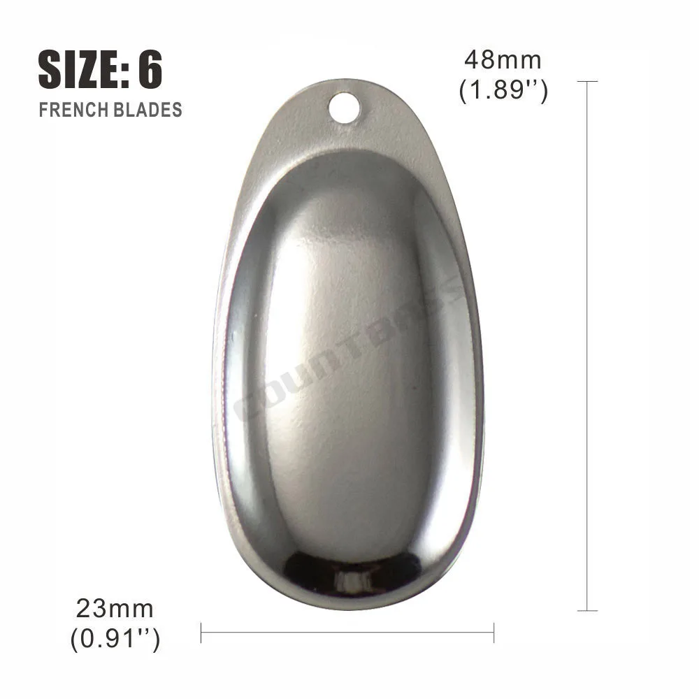 COUNTBASS 50 Stück Größe 0–6, vernickelter Stahl, glatte französische Spinnerklingen, Nickel-Finish, DIY-Angelköder, Tackle Craft – Detail 13