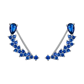 

Tuliper Cерьги каффы Bridal Wedding Earrings For Women серебро 925 Sterling Silver Zircon Ear Cuff Crawler Party Jewelry Femme