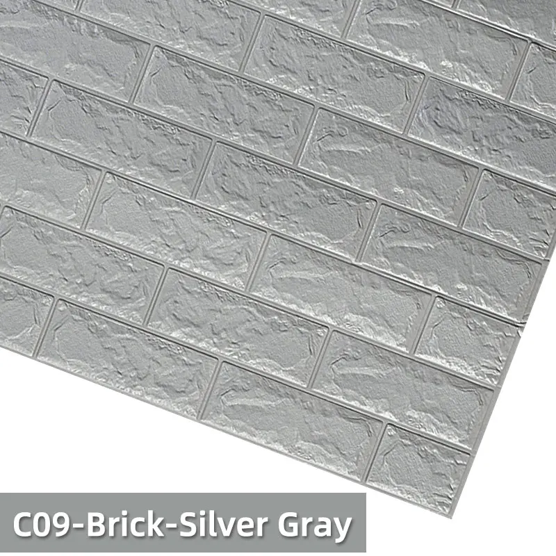C09-Brick-SilverGray Kaguyahime 3D стикер на стену s DIY самоклеющиеся водостойкие обои кирпичный Декор Фон для наклейка для гостиной - Color: C09-Brick-SilverGray