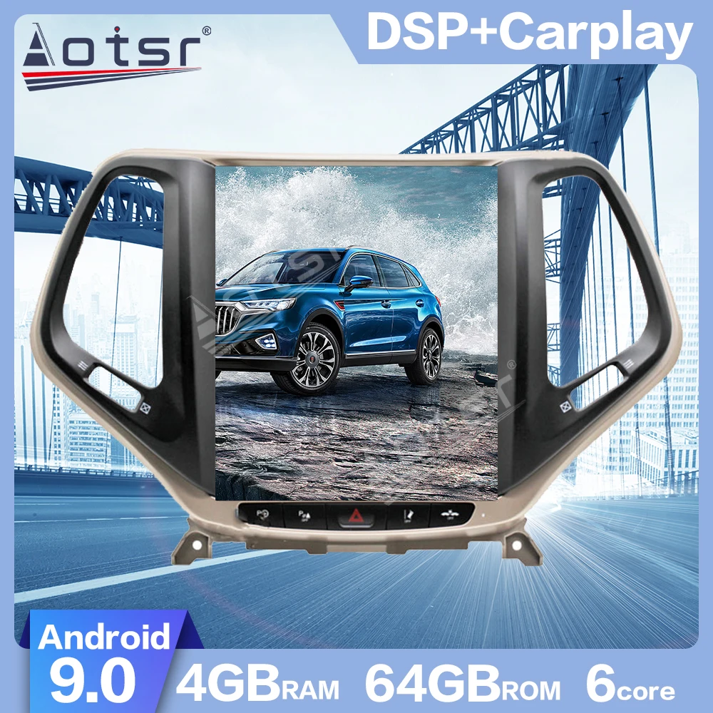 Автомобильный радиоприемник в стиле Tesla на Android 9 с GPS-навигацией для JEEP Cherokee 2014-2019