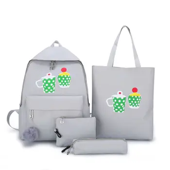 

4 Sets/Pcs Woman Laptop Backpack Ribbons School Backpacks CuteSchoolbag For Teenagers Girls Student Book Bag Female Satchel