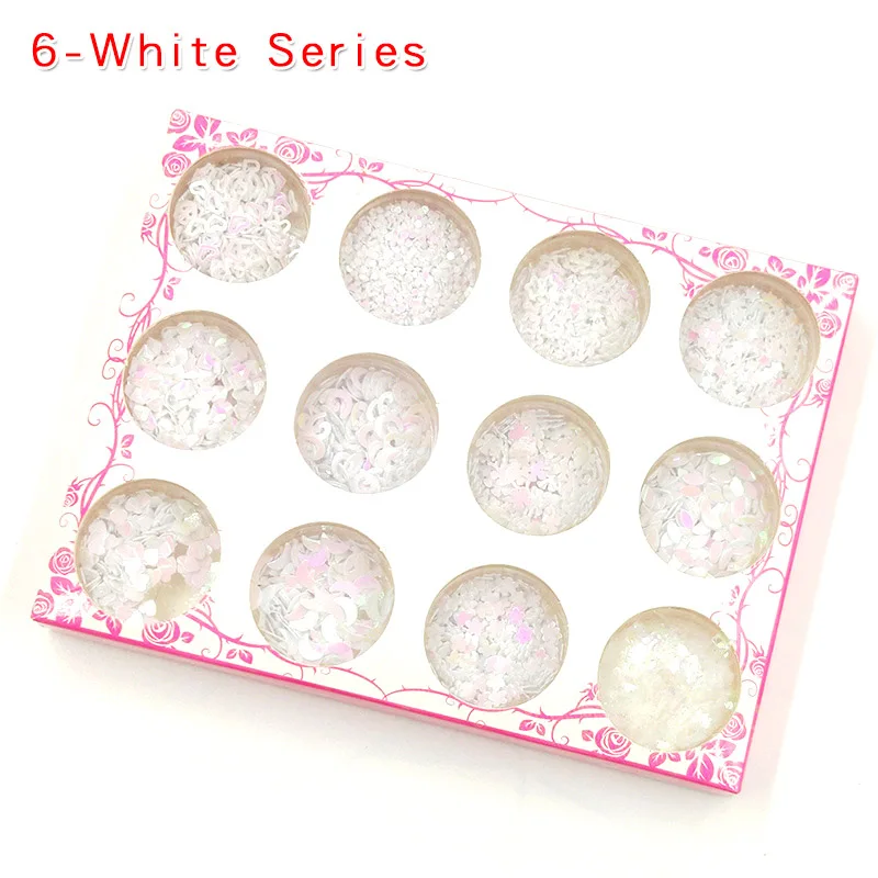 6-White Series Слизи добавки блеск блёстки клей для клейкие аксессуары Игрушка Лизун девушки Дизайн ногтей DIY Подвески для слизи Декор ручной работы материал - Цвет: 6-White Series