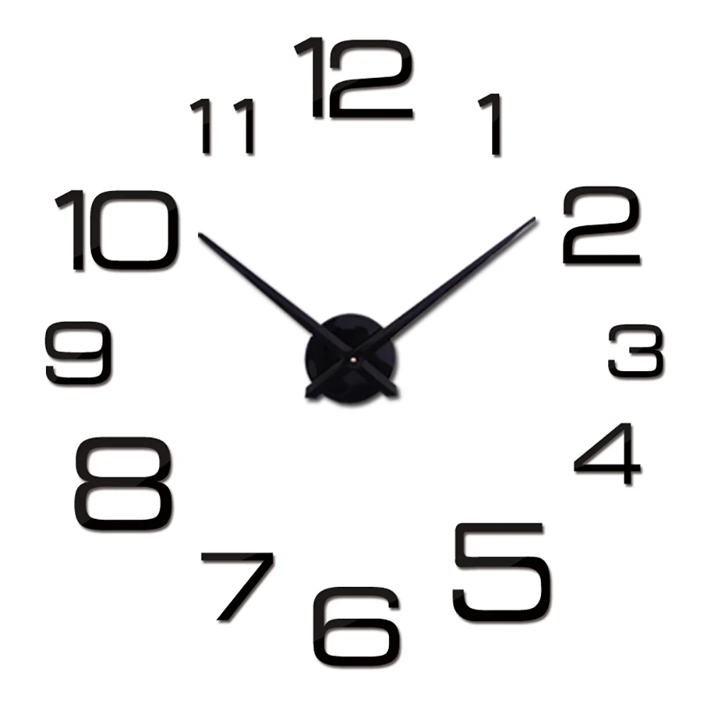 Настенные часы кварцевые часы Современный дизайн большие декоративные часы акриловые наклейки для гостиной Klok - Цвет: Черный