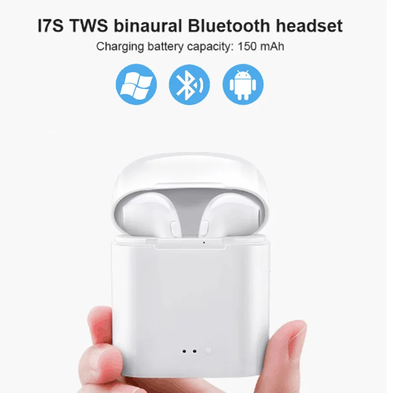 I7s TWS Bluetooth наушники Беспроводная гарнитура стерео беспроводные наушники спортивные наушники с микрофоном для смартфона в ухо для Android