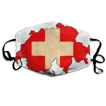 

Retro Switzerland Flag Washable Reusable Mask, Cotton Anti Dust Half Face Mouth Mask For Kids Teens Men Women With Adjustable