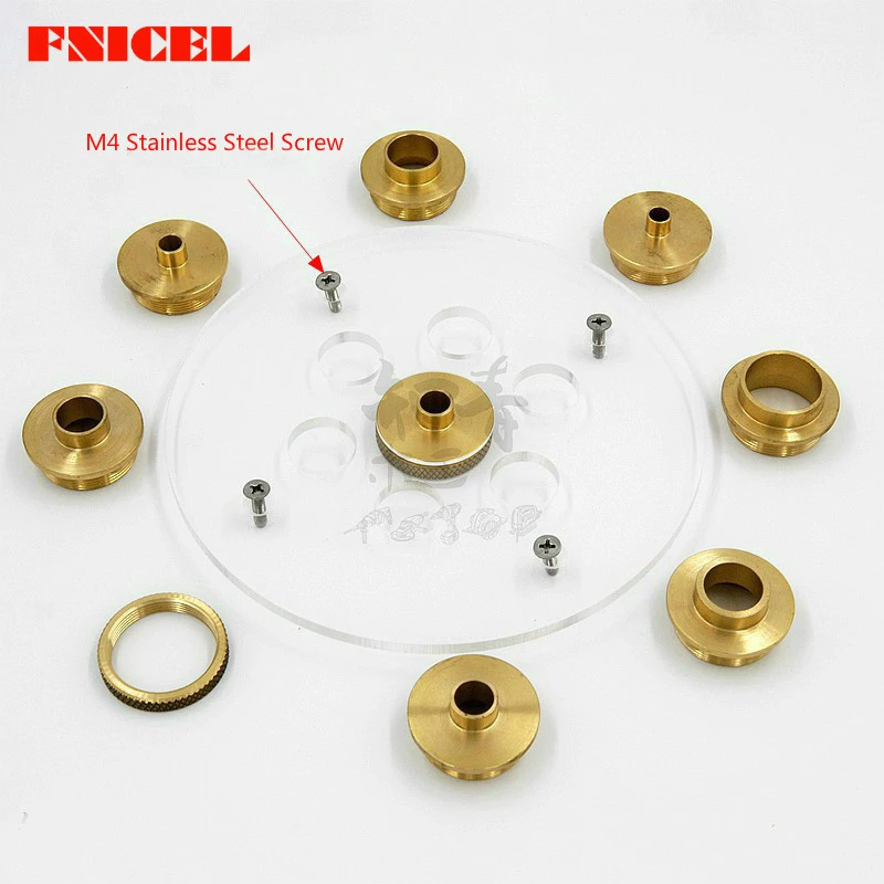 FNICEL 10PCS Brass Router Insert Plate Guide Bushings + Round Base