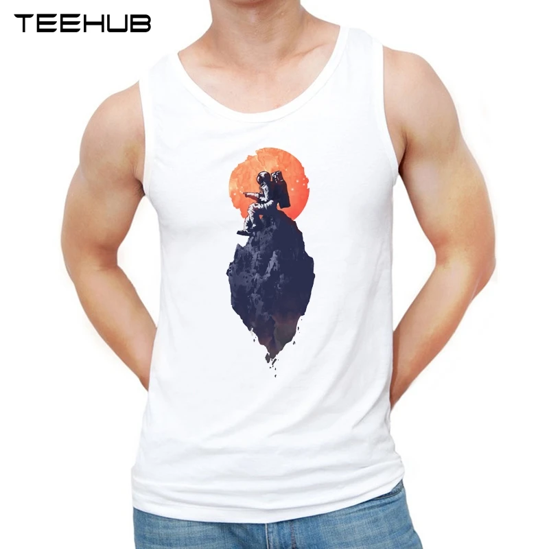 Teehub модные светящиеся в небесном принте мужские майки Забавный Круглый вырез Повседневный жилет без рукавов Мужская футболка
