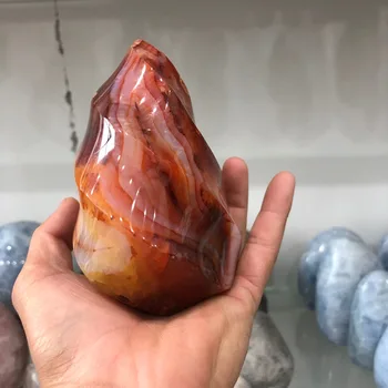 

1pcs Natural agate torches are carved with satin crystal for home decor