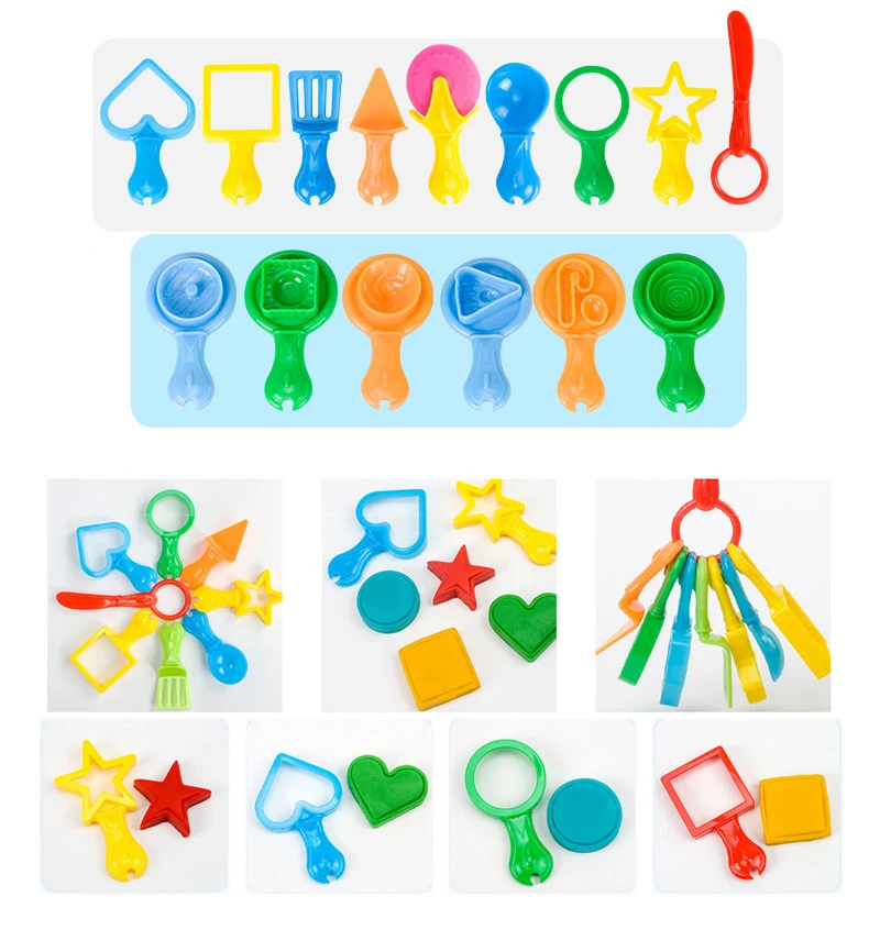 41 Pcs Creative 3D Plastic DIY Mold Modeling Kit Color Play Clay Model Sculpture Tool for Children Learning Education Toy 6