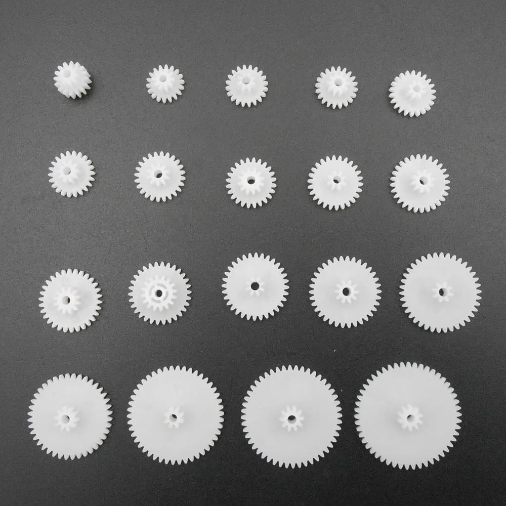 Transmission Gear Motor Gear 19Pcs/lot K007B General Plastic Gear Set Double Deck Deceleration DIY Toy Car Parts 19 Kinds different Size