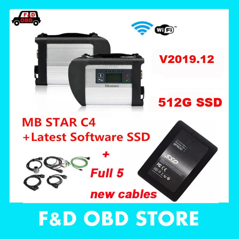 Sd подключения MB Star C4 полная система программного обеспечения в SSD Многоязычная C4 для всего автомобиля Тестирование Автомобиля сканер инструмент C4 mux диагностический