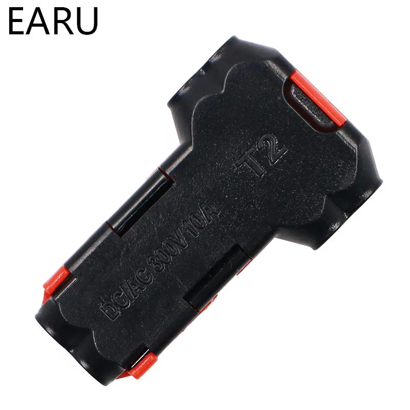 5 шт. 2 Pin 2 Way Dc/ac 300 В 10a Универсальный компактный провод проводка разъем T Форма проводник клеммный блок с рычагом AWG 18-24
