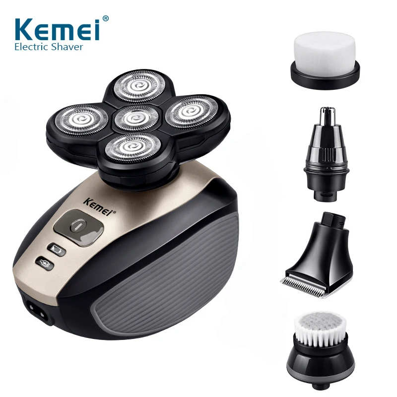 

Kemei KM-1000 5-in-1 rechargeable electric shaver 5 razor nose ear beard trimmer 5D haircut face care men's suit