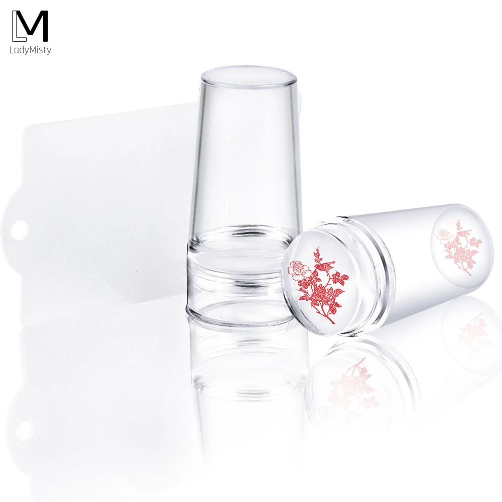 

LadyMisty Nail Art Templates Clear Jelly Silicone Nail Stamper Set with Scraper Transparent Nail Stamper Plate Scraper
