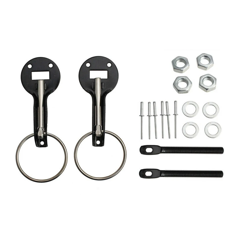 2 Pcs Black Universal Quick Release Pins Hood Lock,Engine Hood