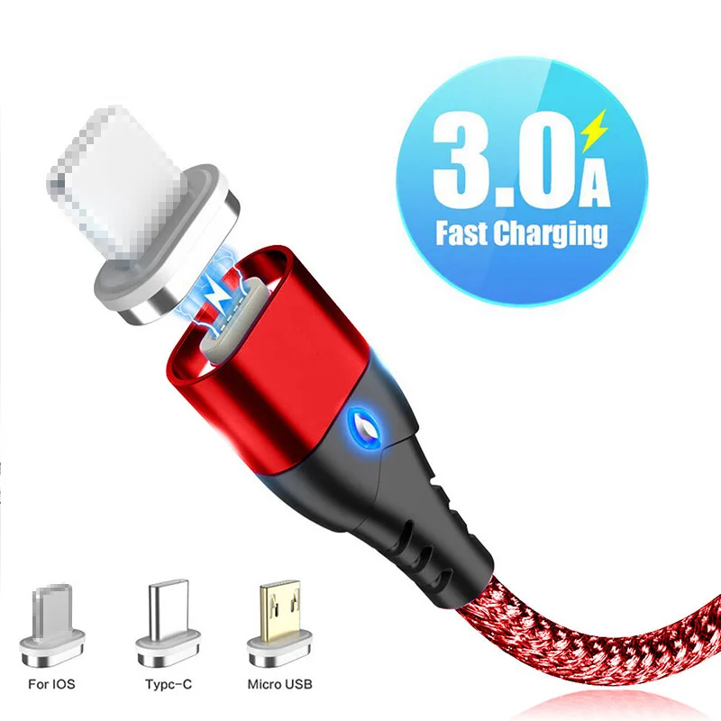 Магнитный кабель для быстрой зарядки usb type C кабель светодиодный магнитный зарядный кабель Micro USB для iphone