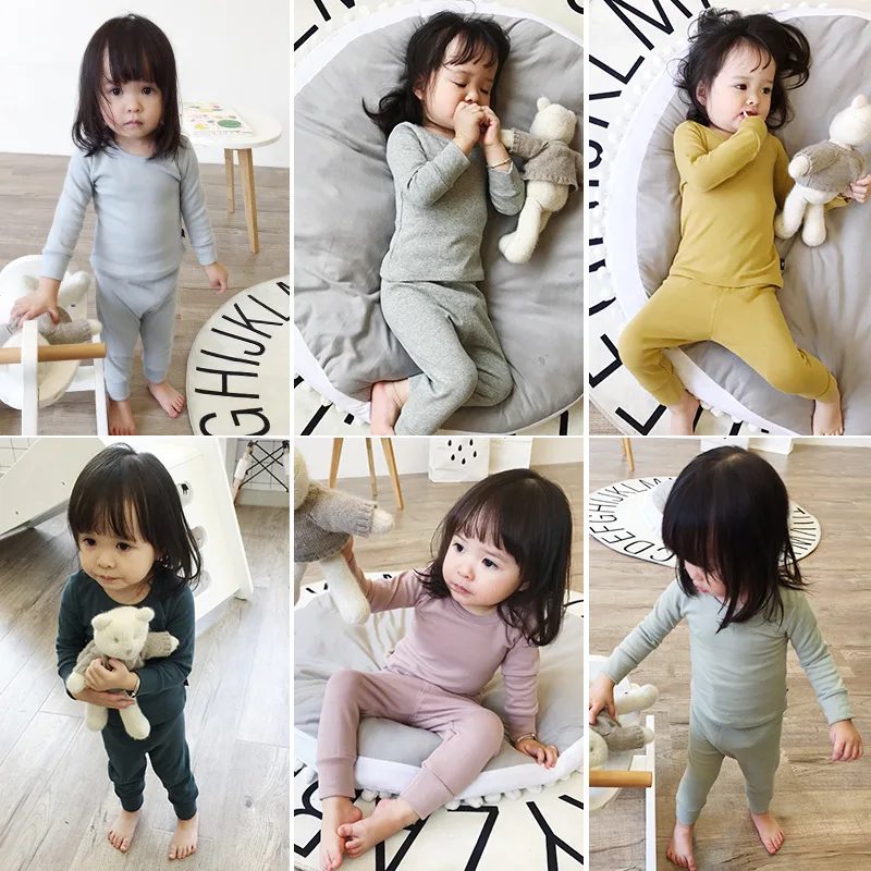 2018 новые детские пижамы с длинным рукавом Хлопок мультфильм детские пижамы Костюмы комплекты детской одежды костюмы для маленьких девочек