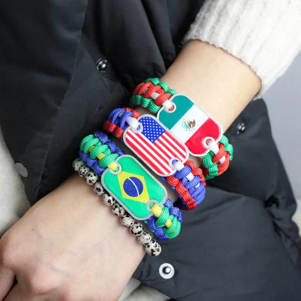 Браслеты с национальным флагом, Хорватией, США, Кубой, пуерто-Рико, ручной работы, Бразилия, Канада, браслет для женщин и мужчин, Орна, мужские браслеты украшения подарки