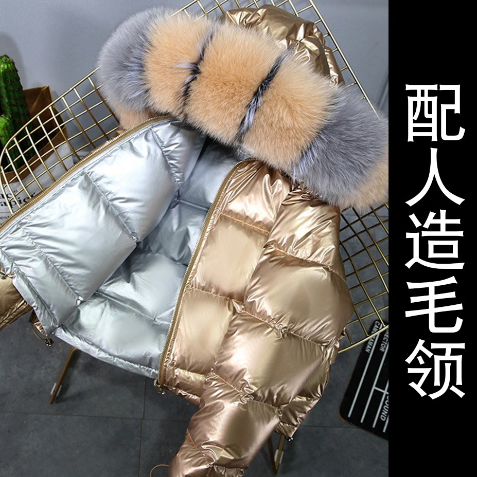 C Faux Fur Теплый Женский пуховик с воротником из натурального Лисьего меха, новинка, женские зимние пальто, толстая зимняя одежда, Женское зимнее пальто, куртки - Цвет: C Faux Fur