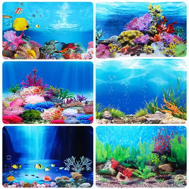 3D Aquarium Landscape Poster Wallpaper Fish Tank Background Decoration  Double-sided Ocean Sea Wate Plants HD Painting Sticker _ - AliExpress Mobile