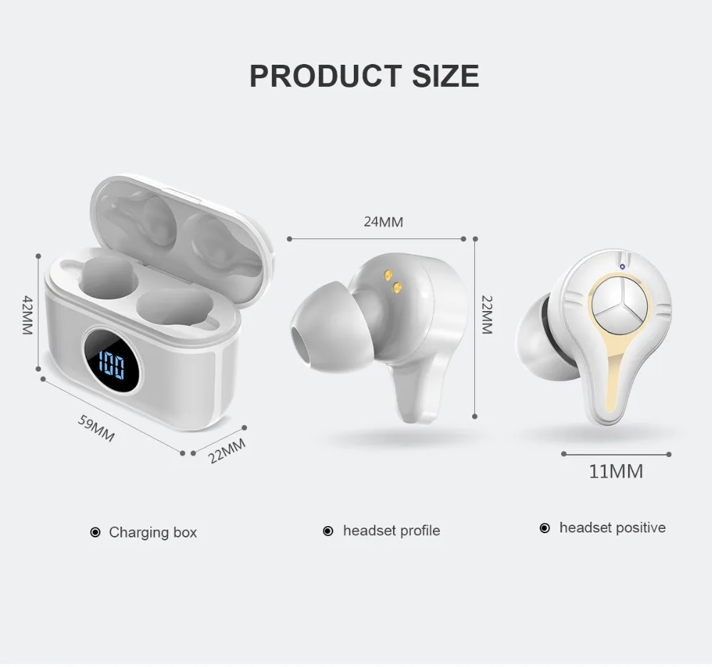9D стерео TWS беспроводные наушники мощный цифровой дисплей Bluetooth 5,0 гарнитура Hi-Fi наушники-вкладыши спортивные наушники для бега для iOS и Android