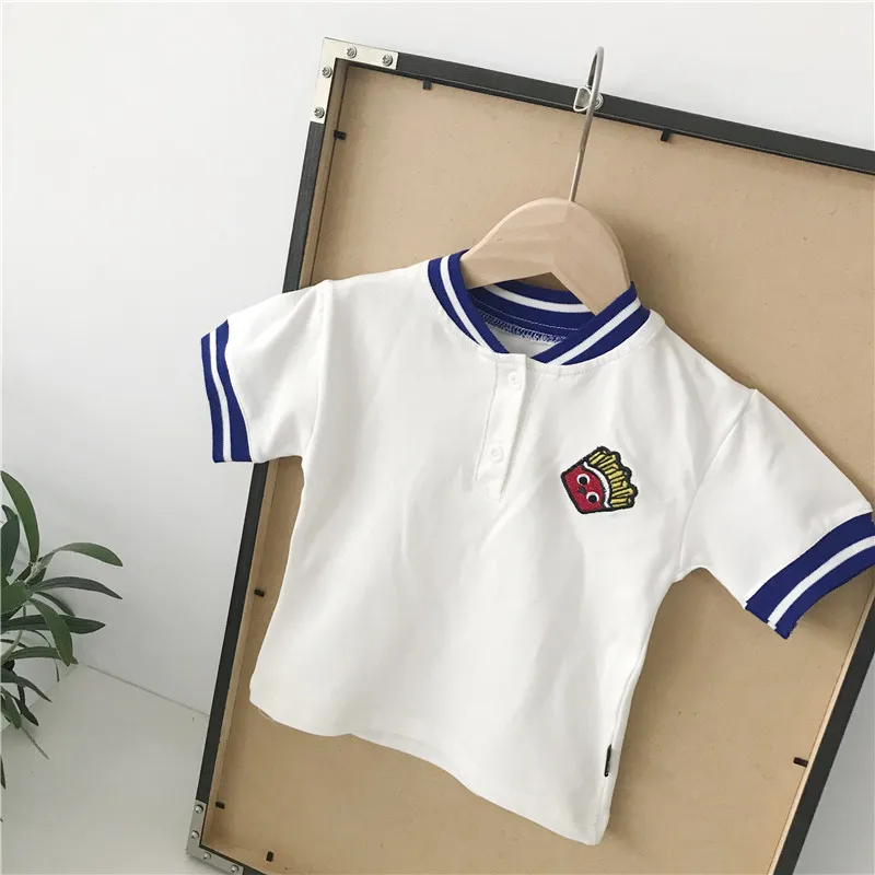 Chen Mom/Летняя одежда для детей, Воздухопроницаемый кардиган для мальчиков, бейсбольная рубашка-поло с воротником, топ с короткими рукавами для детей 3-5 лет