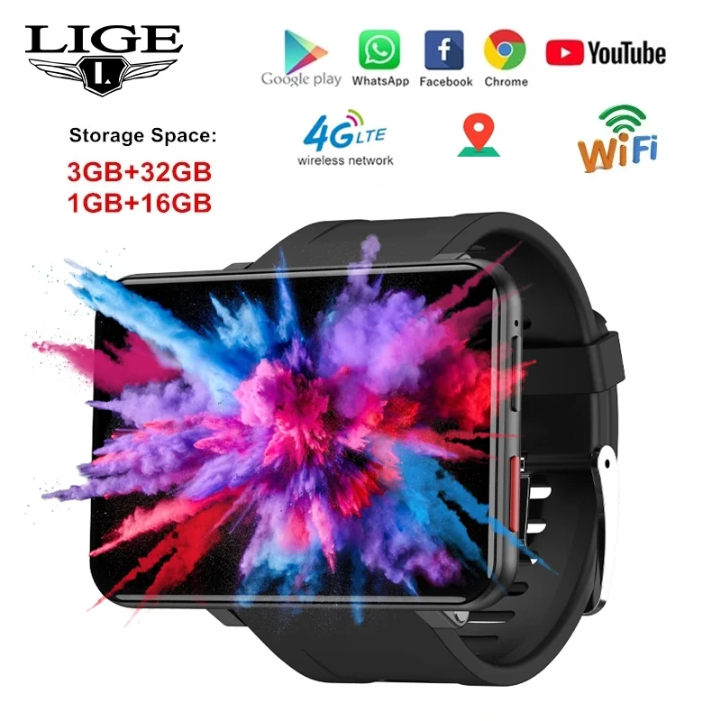 Смарт-часы LIGE DM100 мужские 4G 2 86 дюйма 5 МП GPS SIM-карта | Электроника