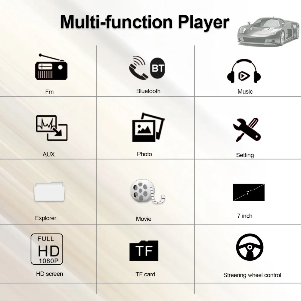 Автомобильный радиоприемник HD " Сенсорный экран стерео 2 Din Bluetooth FM ISO Мощность SD USB Aux Вход Mp5 нарисованной фамилией или с Камера