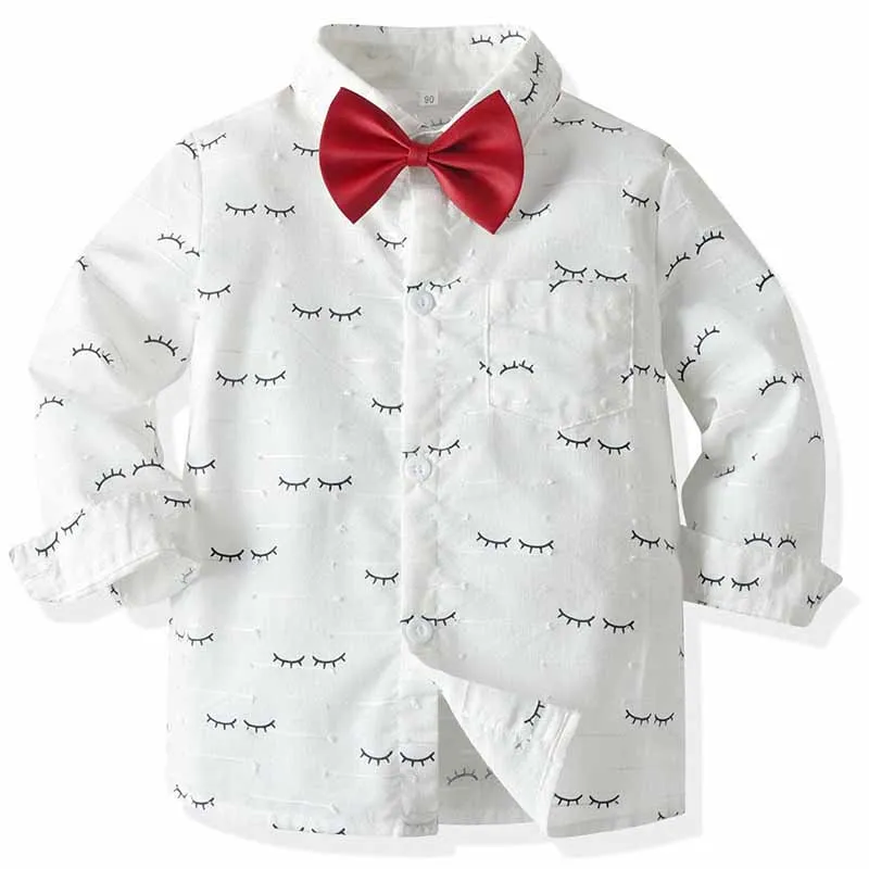 Детские рубашки для мальчиков; осенние однотонные рубашки для малышей с длинными рукавами; модные хлопковые топы для маленьких мальчиков; Детские рубашки - Цвет: white 20C821