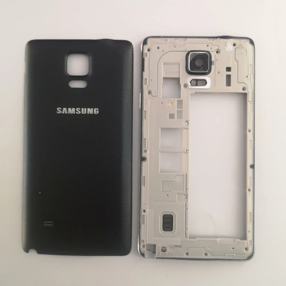 Note4 полный корпус для samsung Galaxy Note 4 N910F N910A N910P N910C пластина средней рамы с ободком+ задняя крышка батареи