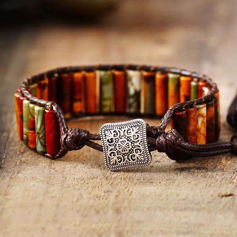 New Punk Gothic Bracelet Femme Natural Japser Stone Single Vintage Wrap Bracelet Beads Bohemia Bracelet Jewelry - Image 6