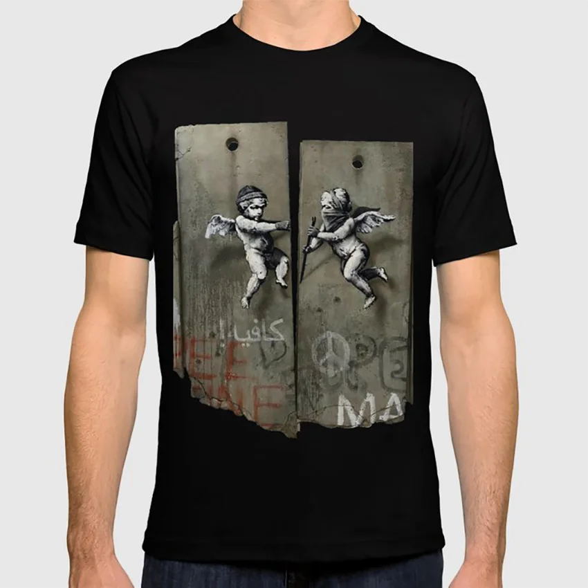 Separation Barrier T shirt banksy palestine jerusalem mural street art angel angels peace wall