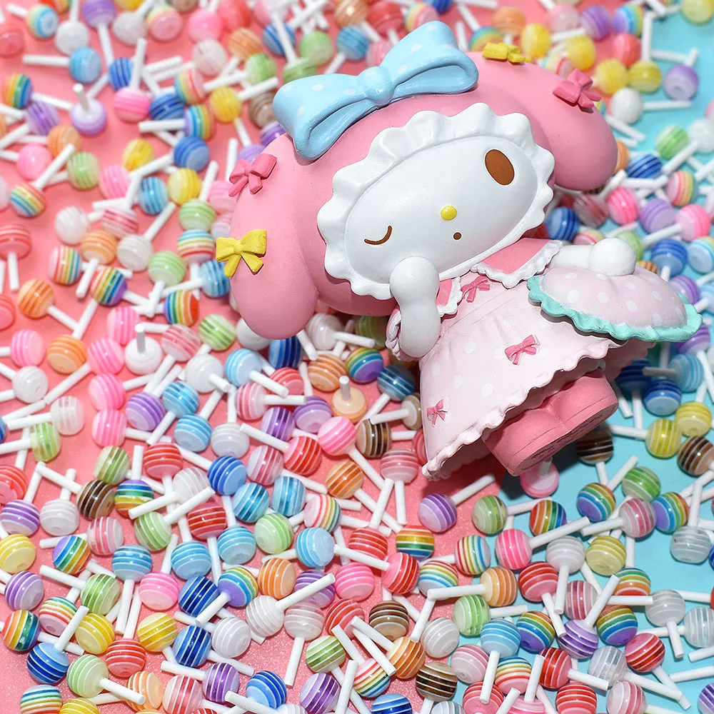 20pcs MIni Simulation Rainbow Lollipop 1:12 Dollhouse Miniature Pretend Food for Dolls Kitchen Toys Accessories 15*7mm 3