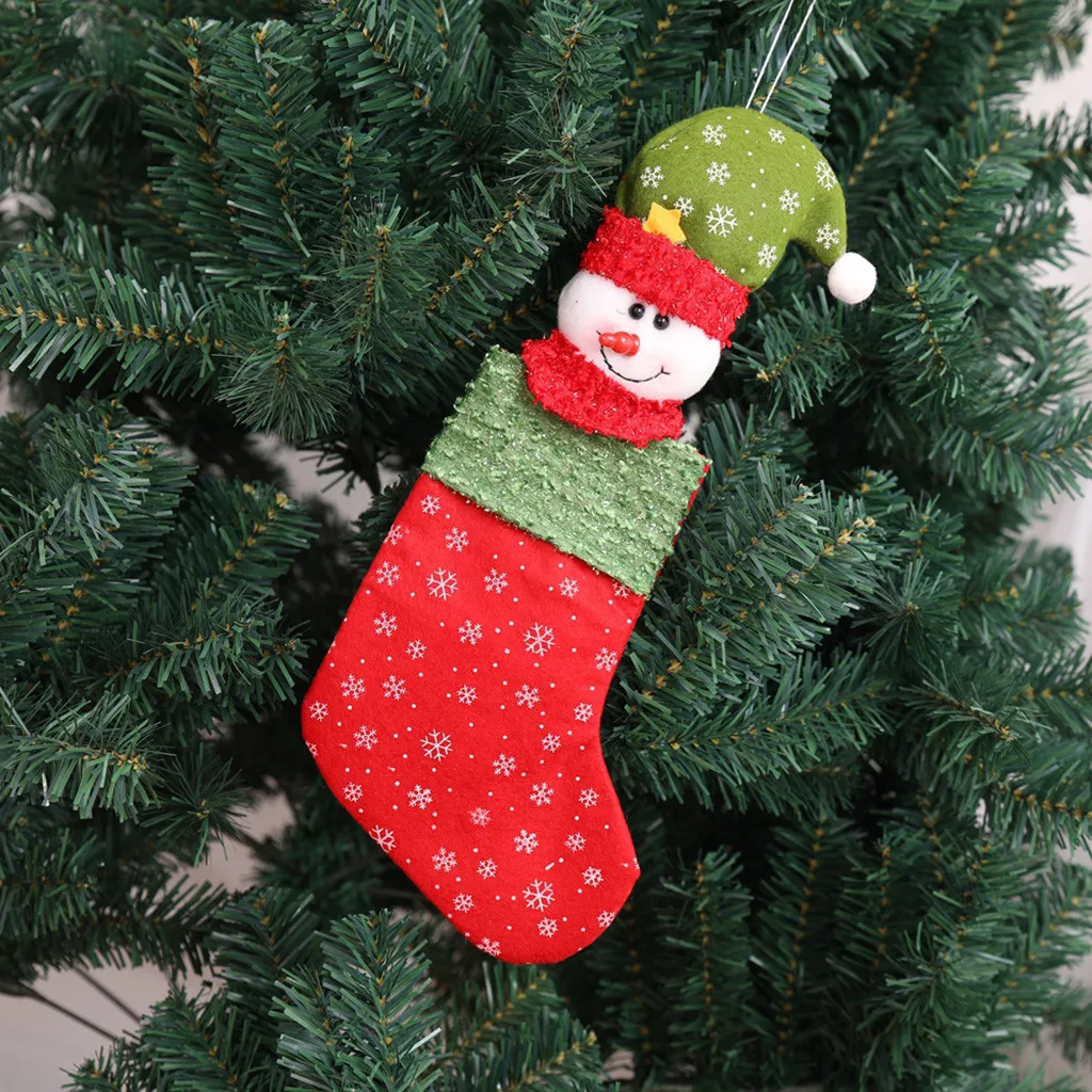 Christmas Stockings Hanging Ornaments Santa Claus Sock Gift Kids Candy Bag Xmas Gift Holders Christmas Tree Decorations