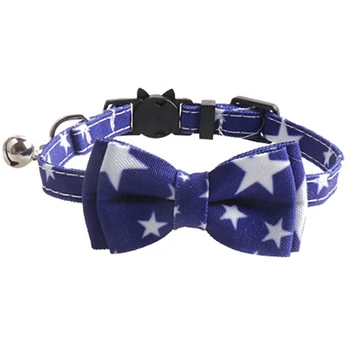 

Pet cat collar American flag pentagram cats collars bow tie decoration with bell adjustable cat collars