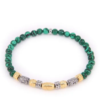 

Thomas Lucky Charm Beads AND Artificial Malachite ELASTIC BRACELET, lucky charm bracelet Jewelry for Men TS B157