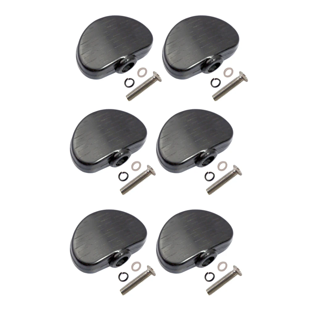 Pack of 6 Universal Guitar Tuner Machine Head Semicircle Buttons Tuning Key Replacement Black, with Screws and Gaskets