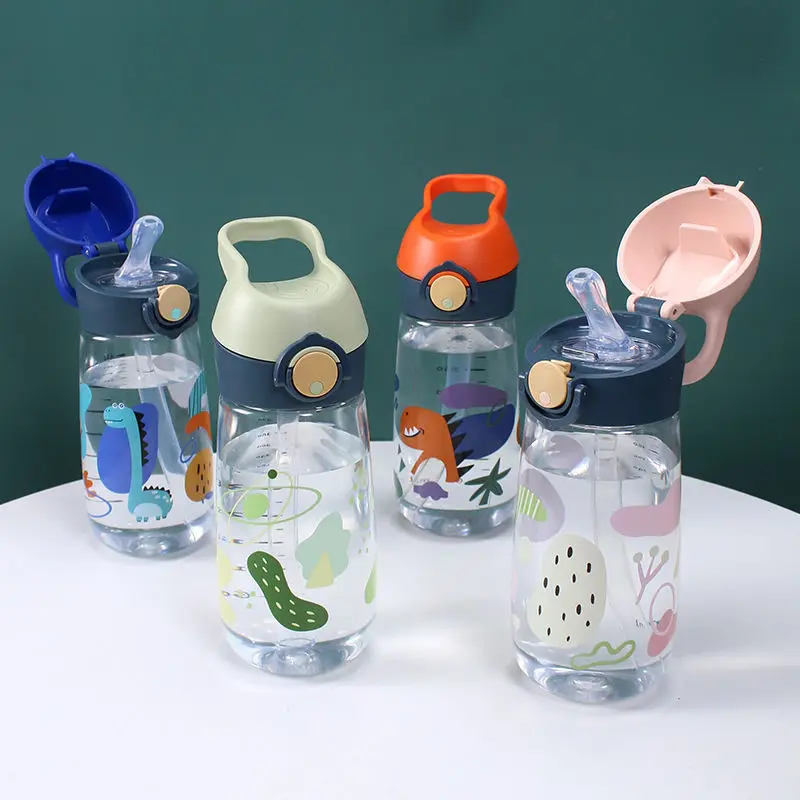  Home Tune Botella de agua para niños de 16 onzas – Tritan libre  de BPA, tapa de pico abatible automática, tapa con popote para sorber, lazo  de transporte, ligera, a prueba