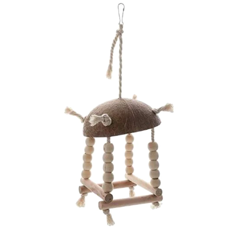 Игрушки для попугаев птиц домашних животных Натуральный Деревянный кокосовый