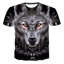 Camiseta personalizada para hombre, camisa con estampado 3D de Lobo, Tops de animales, novedad, verano 2021