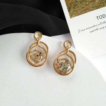 

Modern Jewelry Drop Earrings New Design Hot Selling Metal Wire Golden Plating Resin Dangle Earrings For Female Lady Gifts