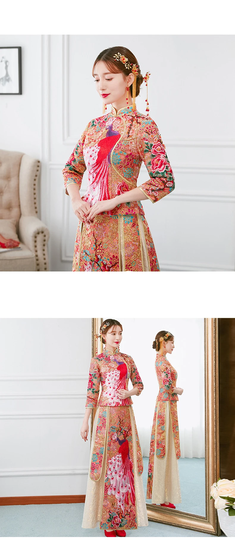 Cheongsam вечернее платье, китайское традиционное cheongsam вышитое свадебное Ретро сценическое китайское платье