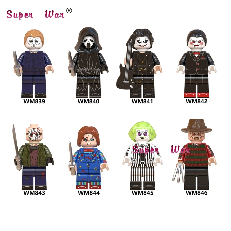 

Single Horror Theme Series Halloween Child's Play Beeteljuice BILLY Black Friday Jason Freddy Hockey Mask building blocks Toys