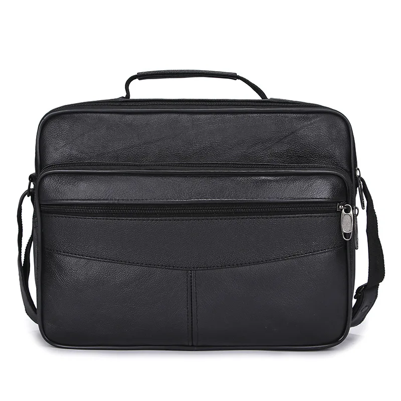 

MEN'S Real-leather Bag 2018 Sportsman Business Trip Travel Shoulder Bag Multi-pockets Soft Leather Hand Shoulder Bag Cross Borde