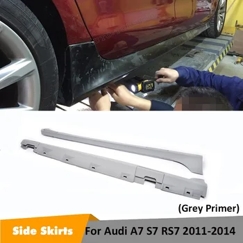

PU Grey Primer Side Skirts Apron For Audi A7 S7 RS7 2011 2012 2013 2014 Auto Side Bumper Body Kit Extension Lip